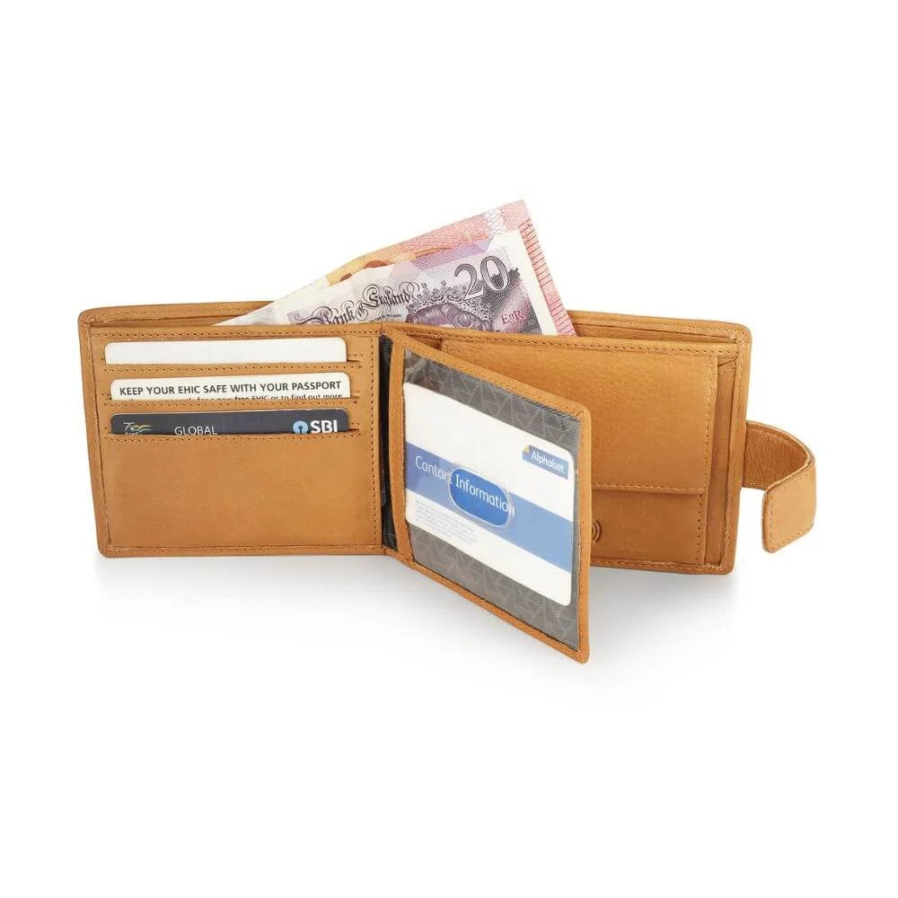 Cognac Leather Bifold Flip Up Wallet Hudson 5400 (6)