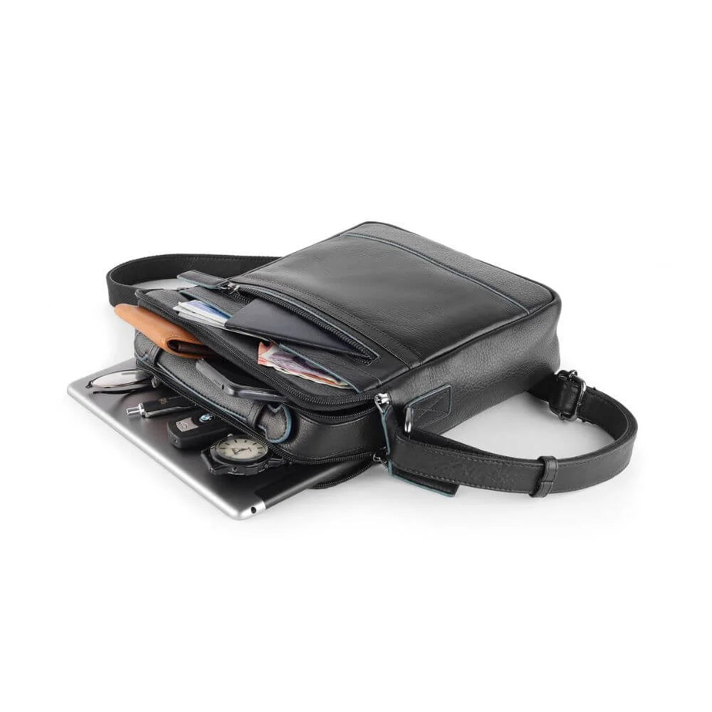 Black Leather Crossbody Bag with Top Handle Hudson 5500 (5)