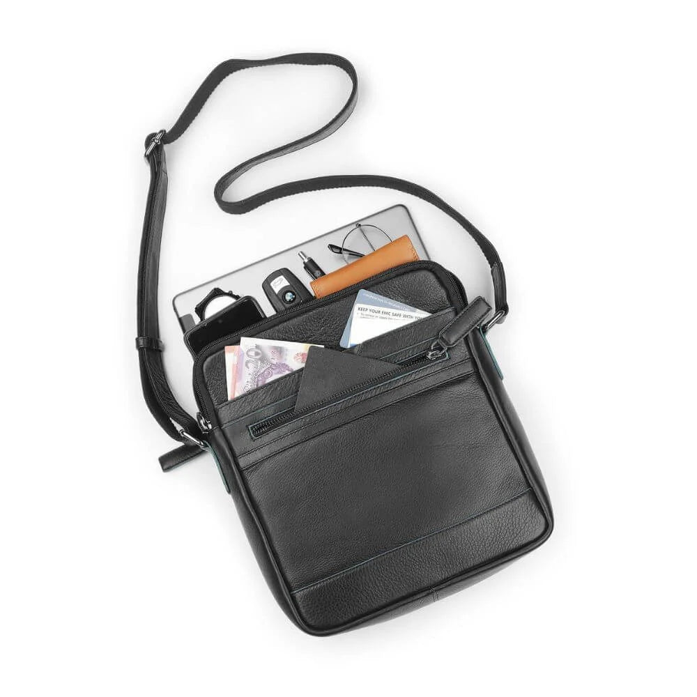 Black Leather Crossbody Bag with Top Handle Hudson 5500 (6)
