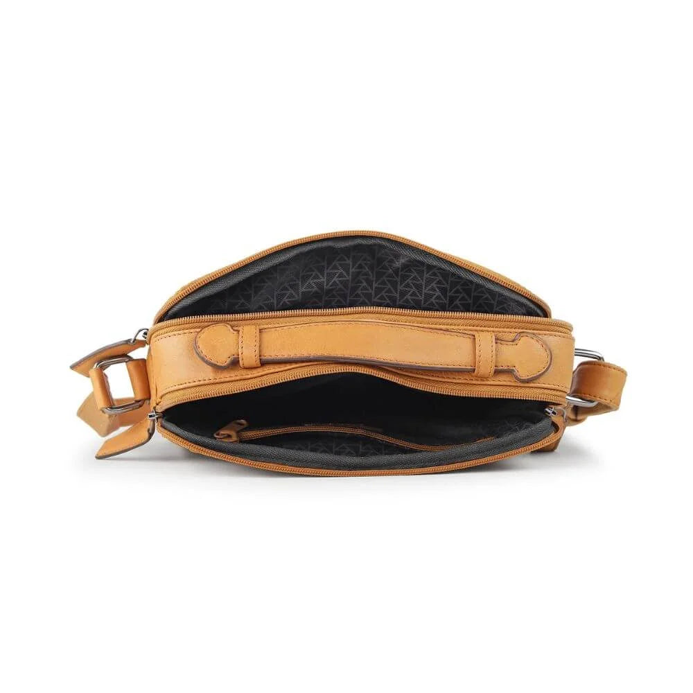 Cognac Leather Crossbody Bag with Top Handle Hudson 5500 (4)