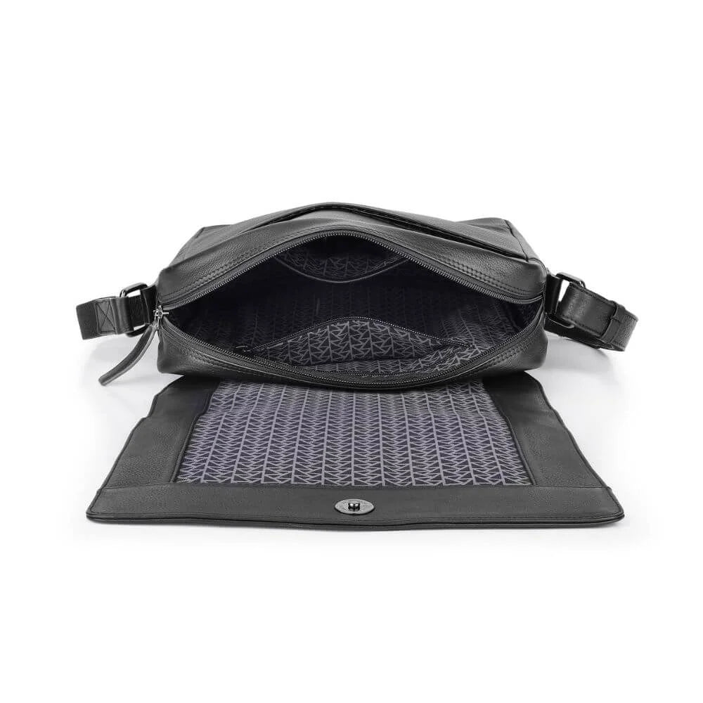 Black Leather Crossbody Messenger Bag Hudson 5510 (7)