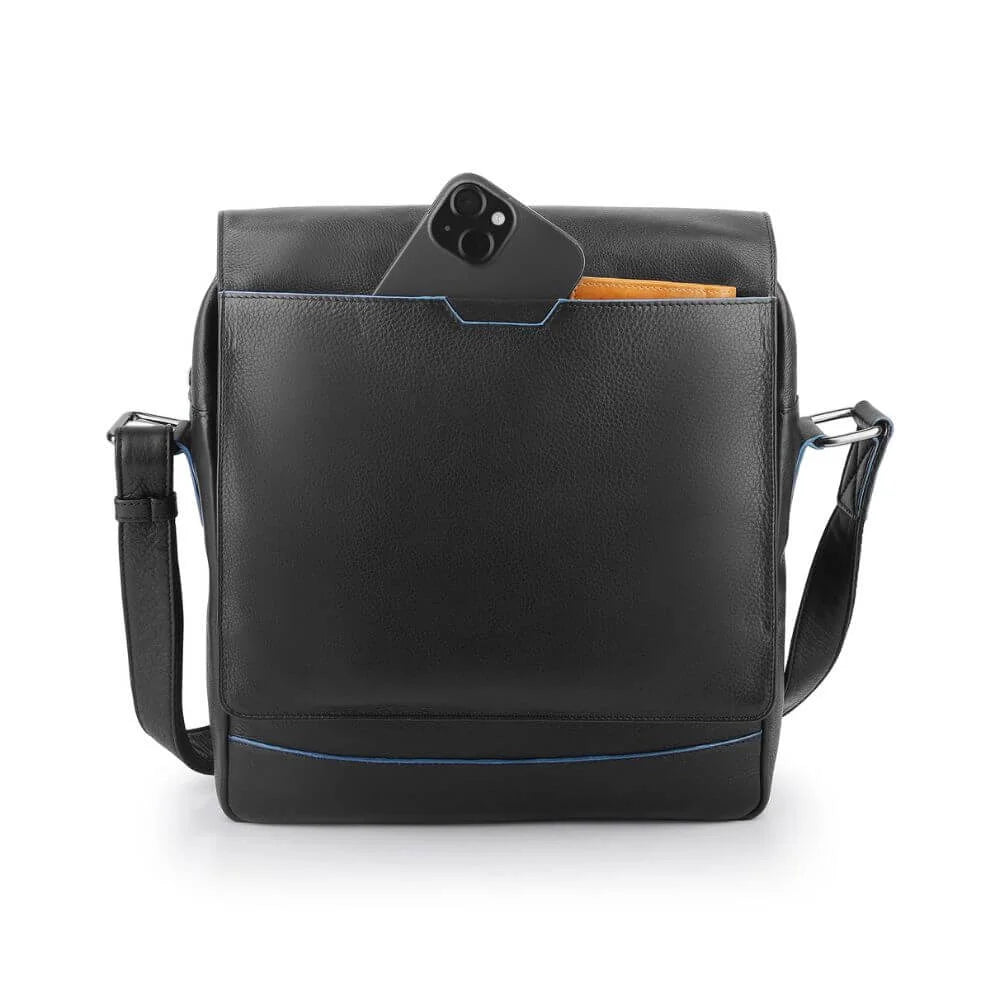 Black Leather Crossbody Messenger Bag Hudson 5510 (8)