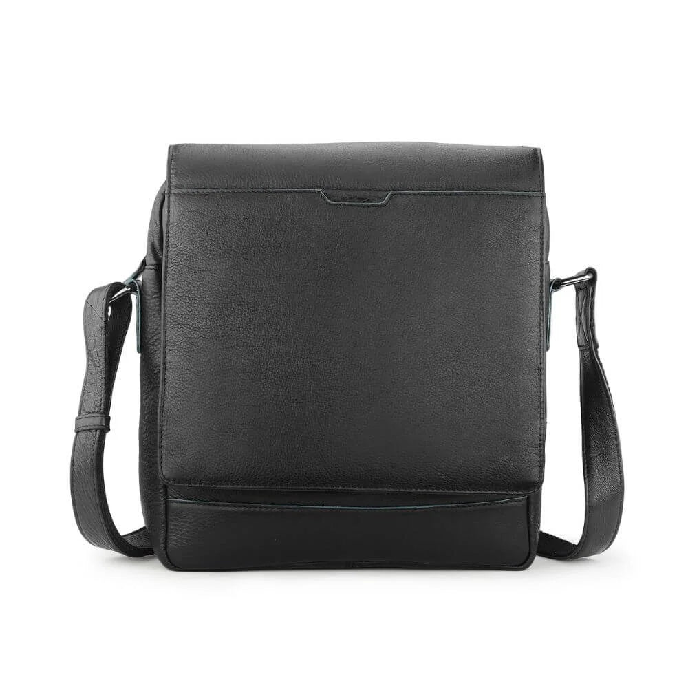 Black Leather Crossbody Messenger Bag Hudson 5510