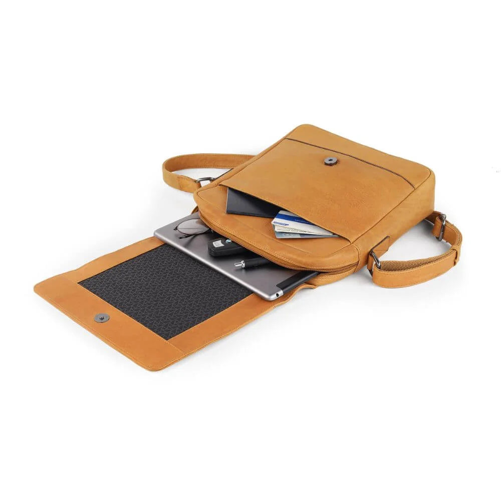 Cognac Leather Crossbody Messenger Bag Hudson 5510 (3)