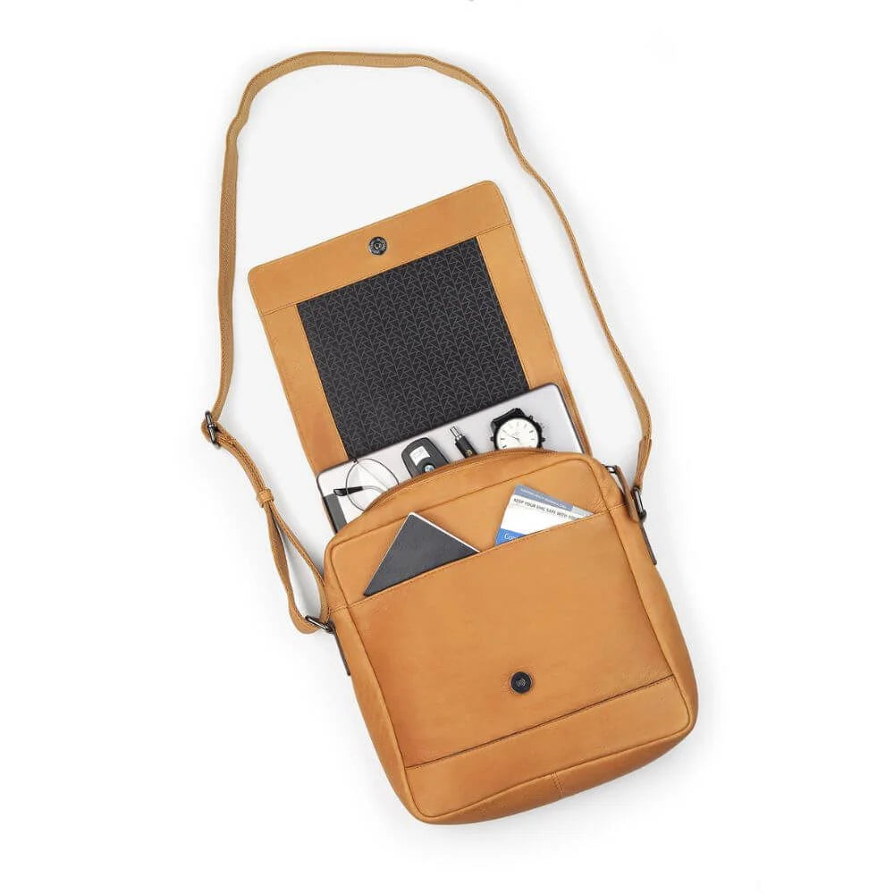 Cognac Leather Crossbody Messenger Bag Hudson 5510 (5)