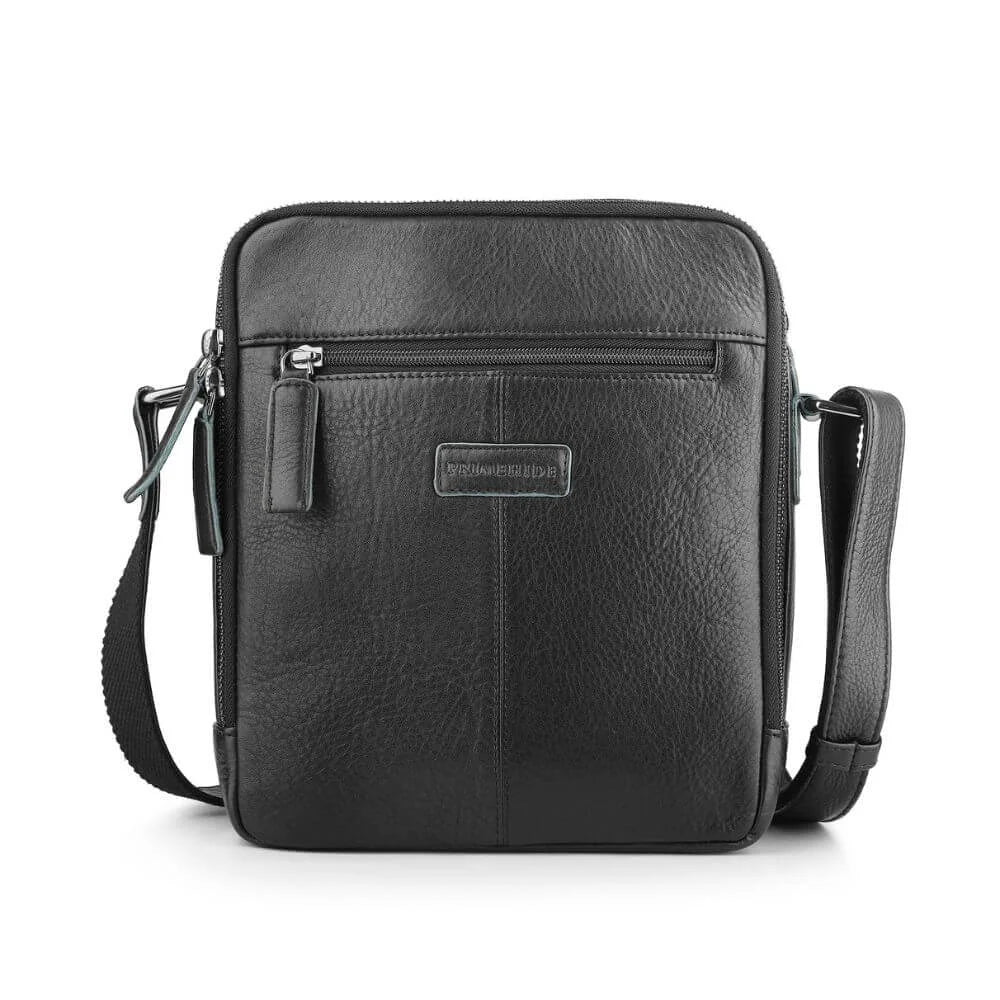 Black Leather Messenger Bag Zip Top Hudson 5520 (2)