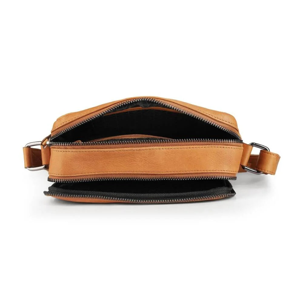 Cognac Leather Messenger Bag Zip Top Hudson 5520 (2)