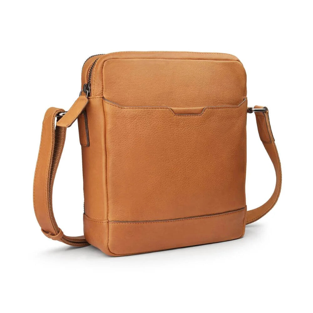 Cognac Leather Messenger Bag Zip Top Hudson 5520 (4)