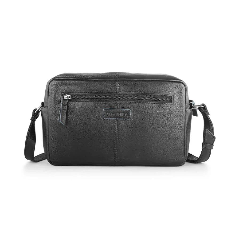 Black Leather Handbag Zip Top Hudson 5620 (2)