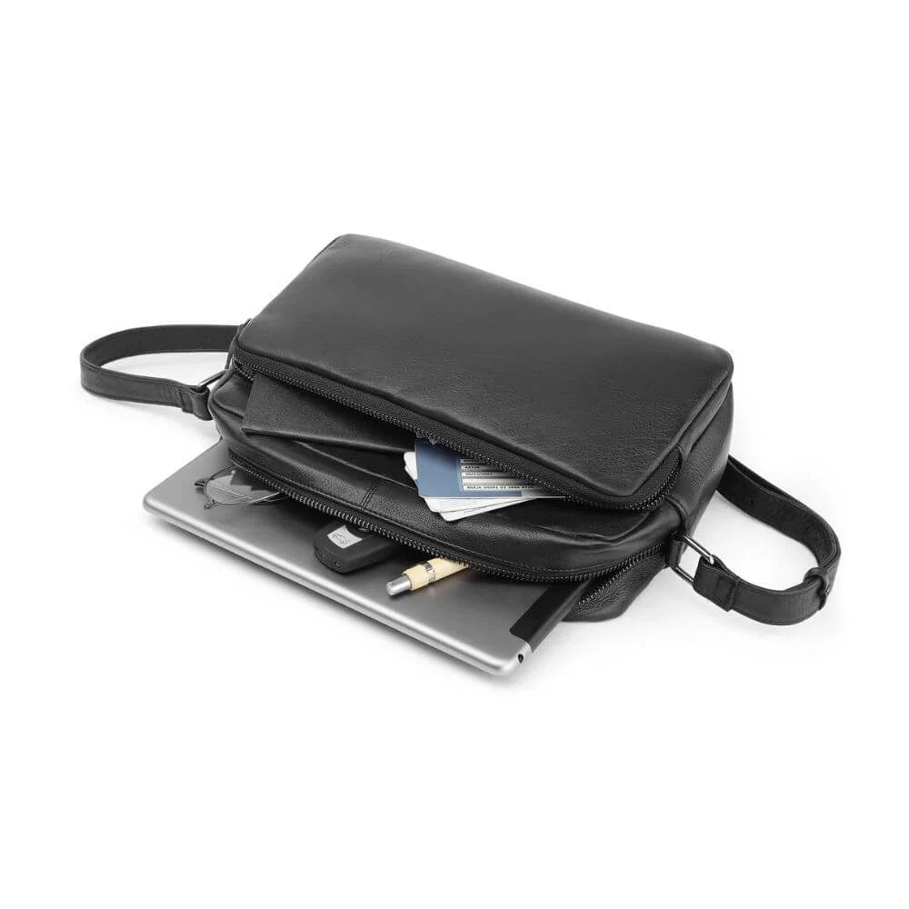 Black Leather Handbag Zip Top Hudson 5620 (4)