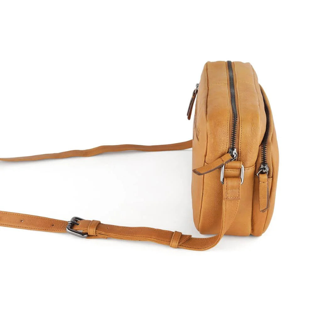 Cognac Leather Handbag Zip Top Hudson 5620 (2)