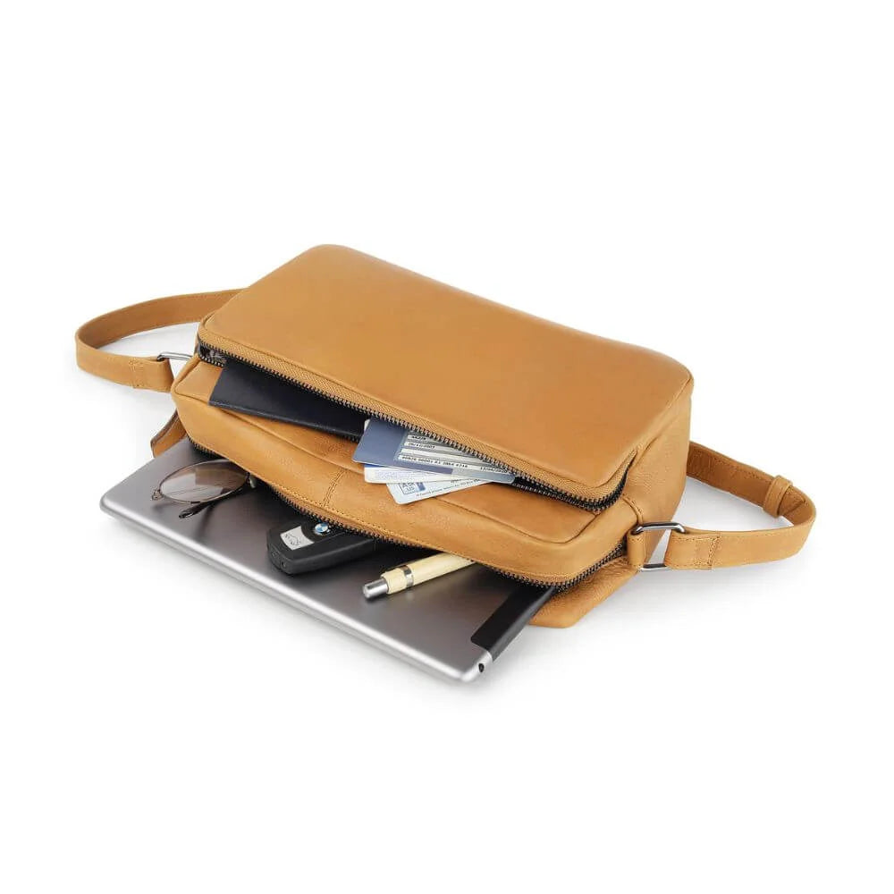 Cognac Leather Handbag Zip Top Hudson 5620 (6)