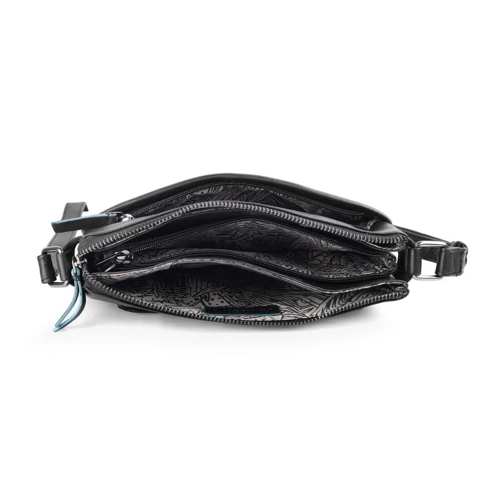 Black Leather Crossbody Zip Top Bag Hudson 5630 (2)