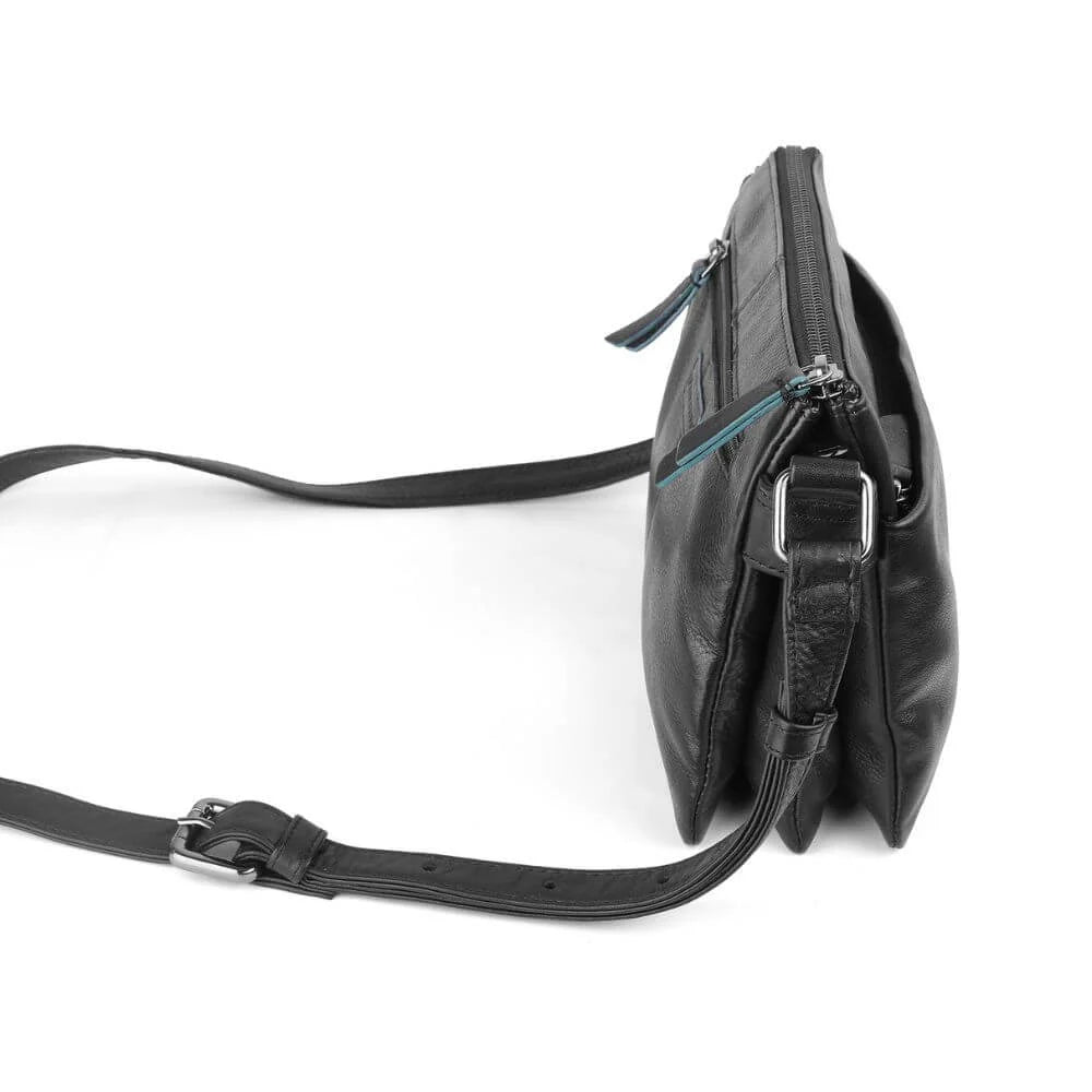 Black Leather Crossbody Zip Top Bag Hudson 5630 (3)