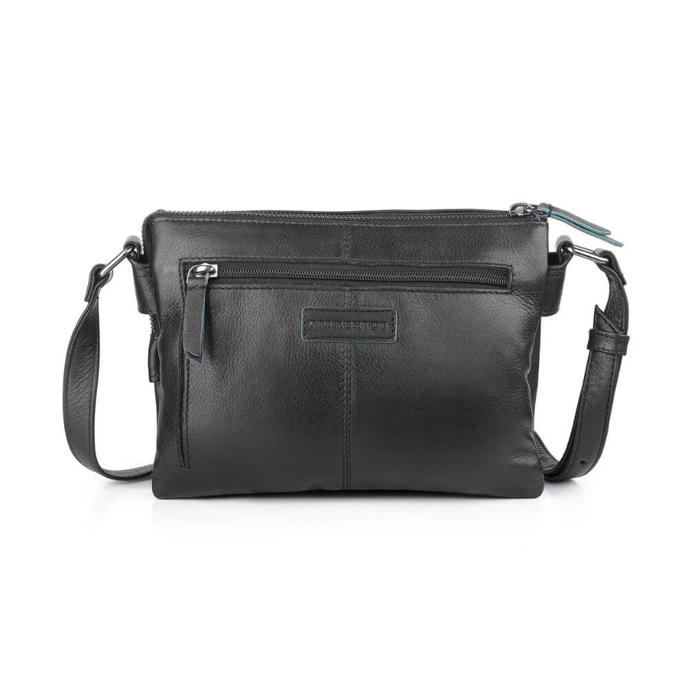 Black Leather Crossbody Zip Top Bag Hudson 5630 (5)