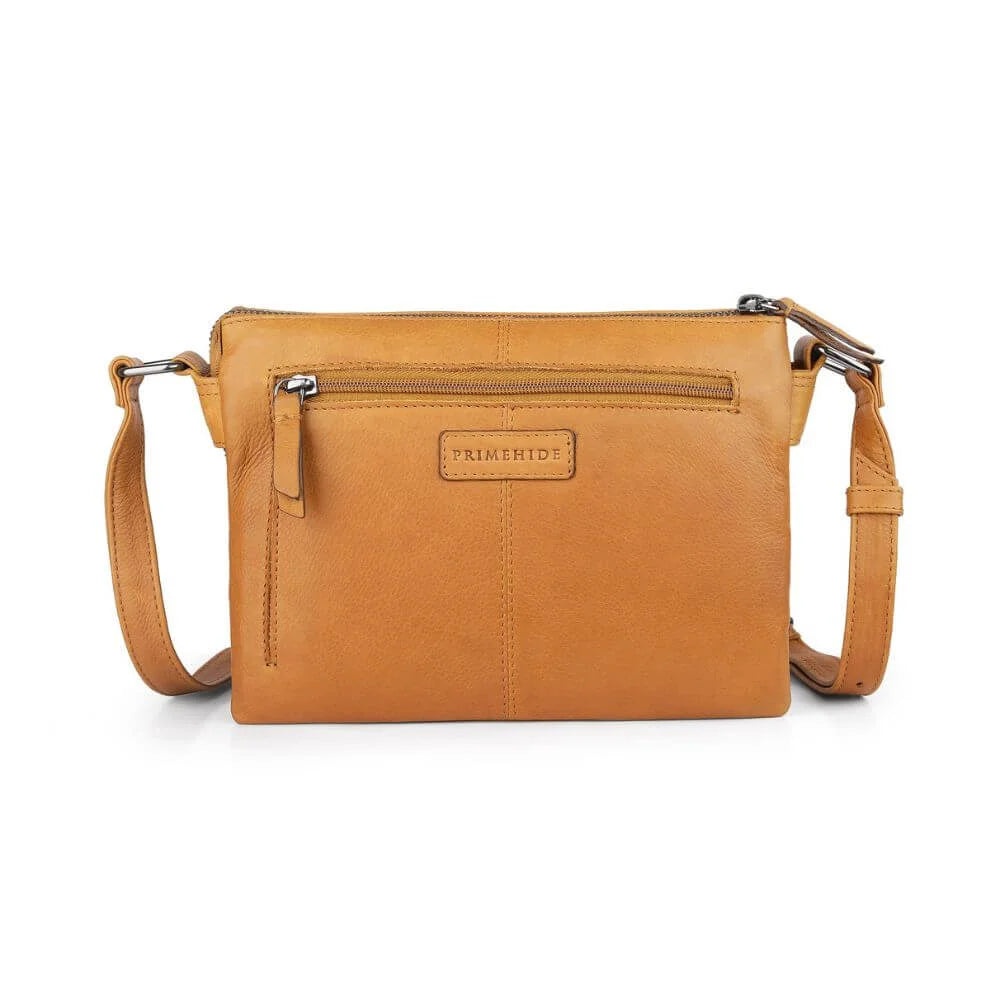 Cognac Leather Crossbody Zip Top Bag Hudson 5630 (2)