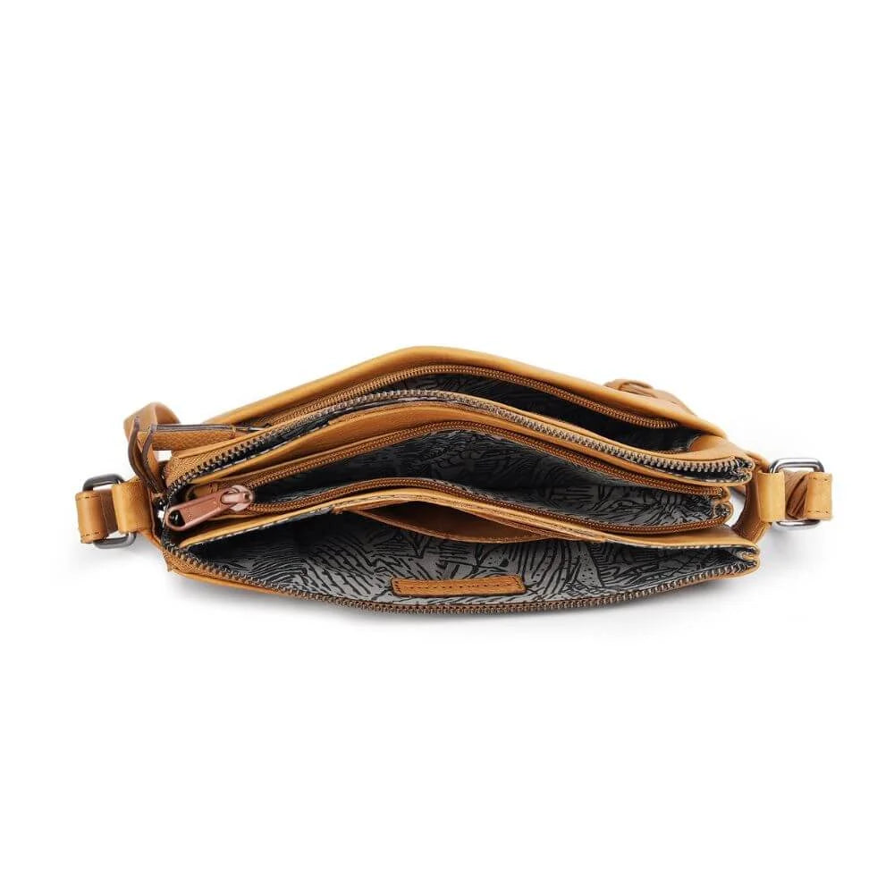 Cognac Leather Crossbody Zip Top Bag Hudson 5630 (4)