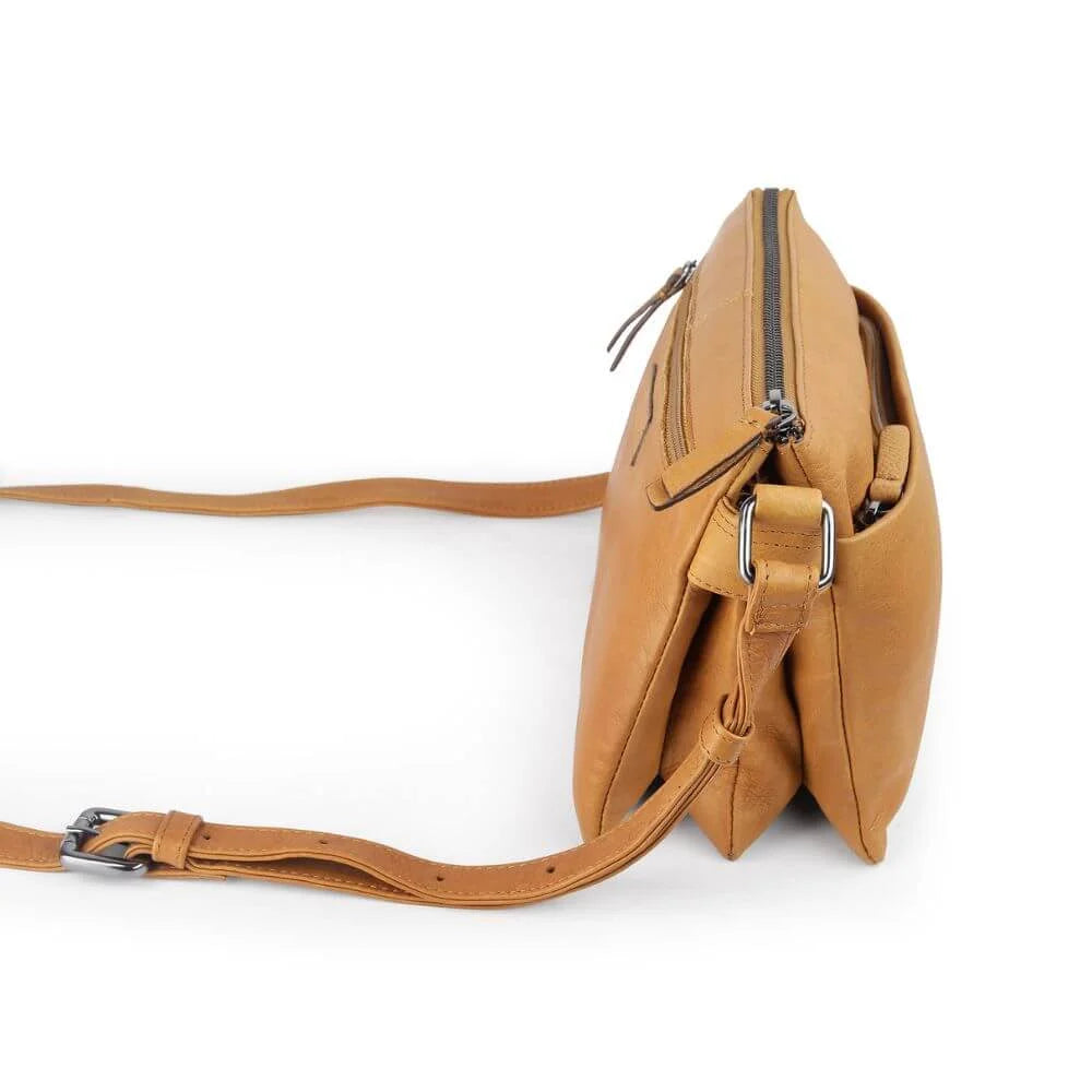 Cognac Leather Crossbody Zip Top Bag Hudson 5630 (5)