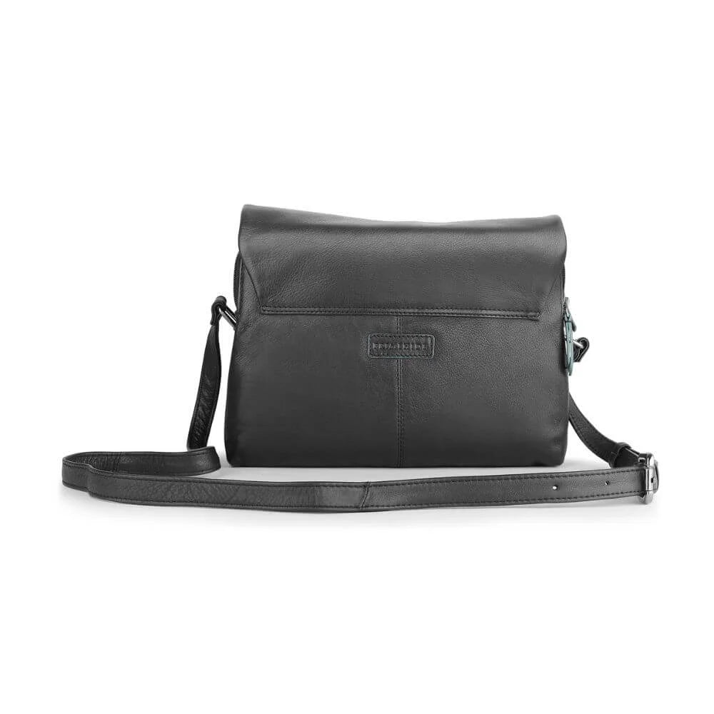 Black Leather Crossbody Bag with buckle Hudson 5650 (3)