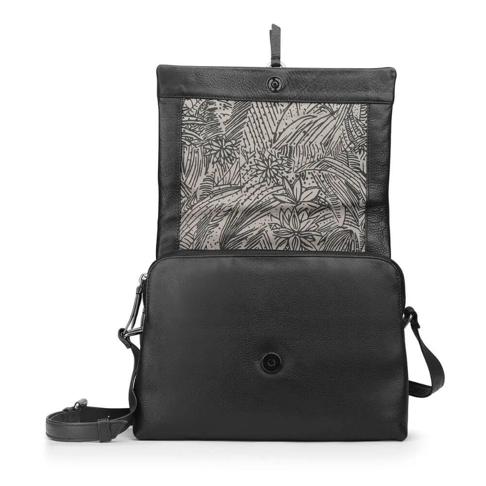 Black Leather Crossbody Bag with buckle Hudson 5650 (4)