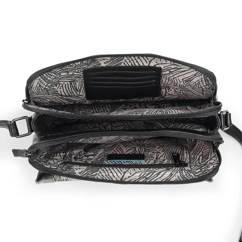 Black Leather Crossbody Bag with buckle Hudson 5650 (6)