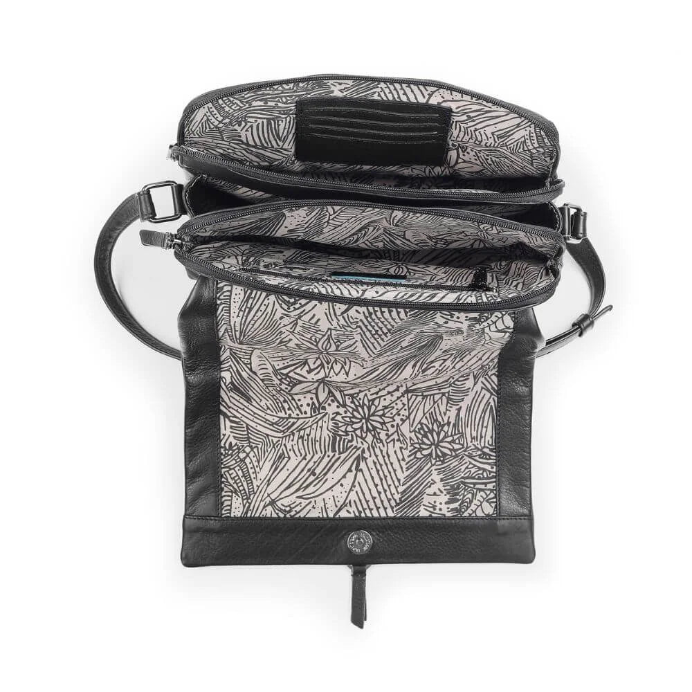 Black Leather Crossbody Bag with buckle Hudson 5650 (7)