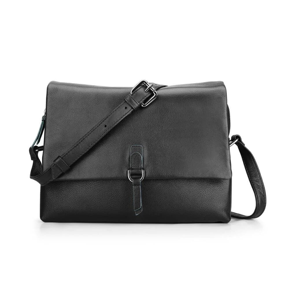 Black Leather Crossbody Bag with buckle Hudson 5650
