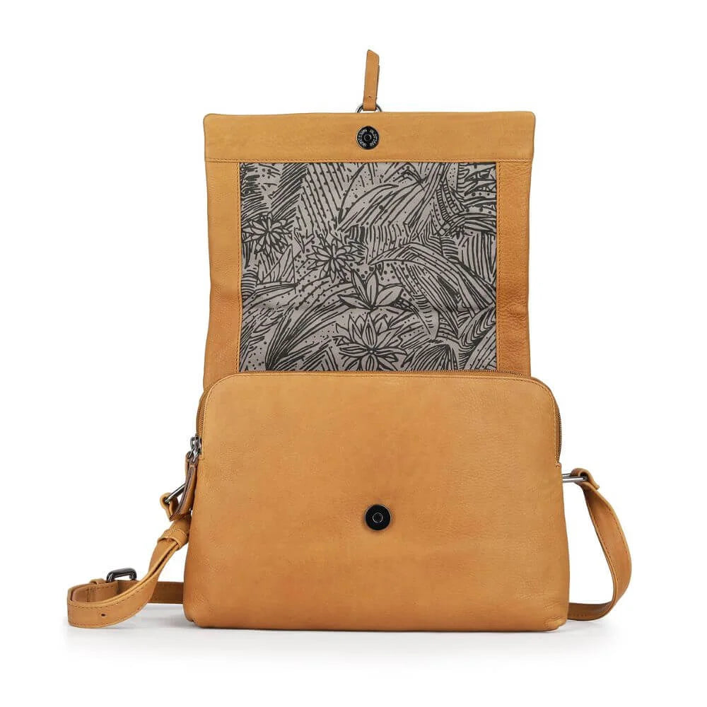 Cognac Leather Crossbody Bag with buckle Hudson 5650 (2)