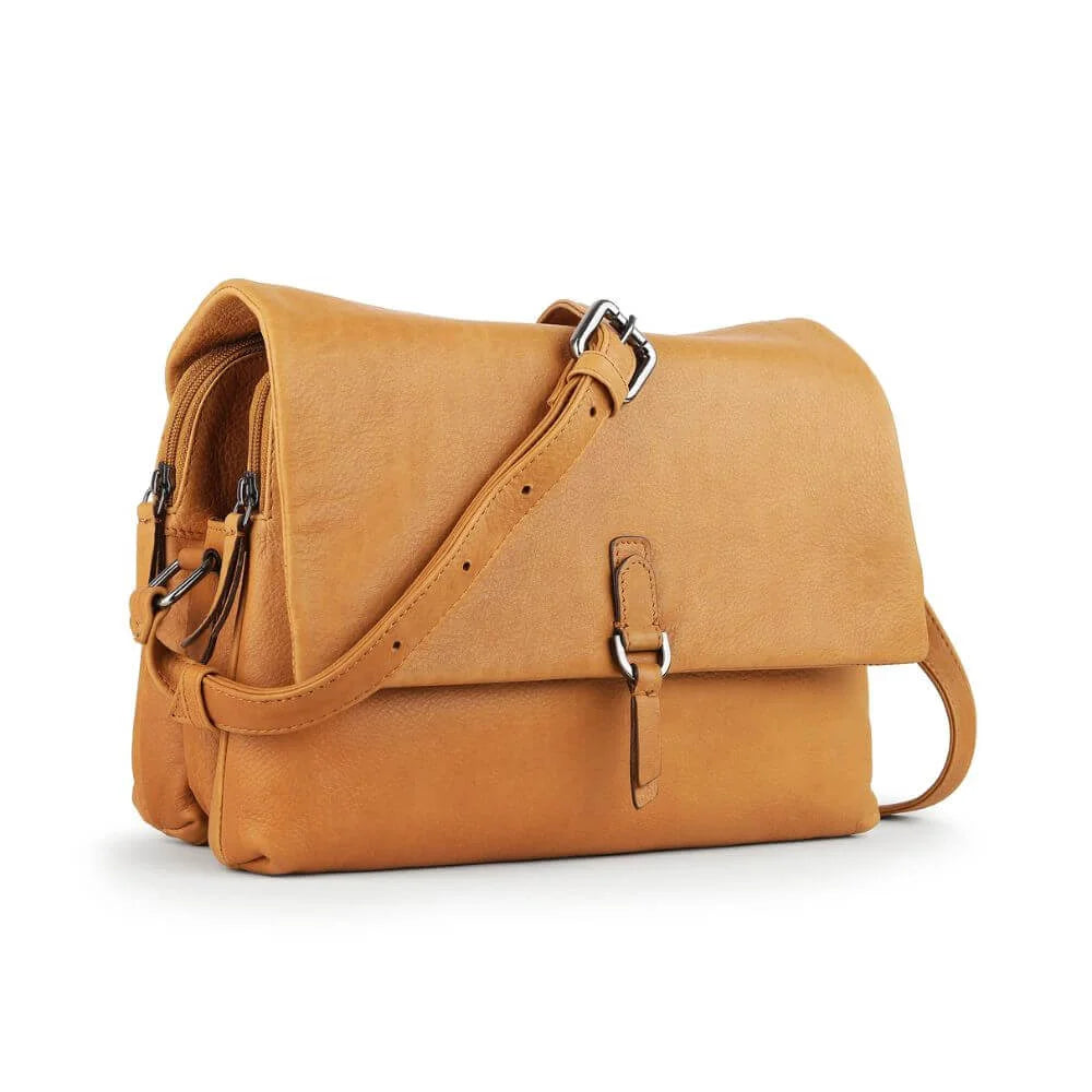 Cognac Leather Crossbody Bag with buckle Hudson 5650 (4)