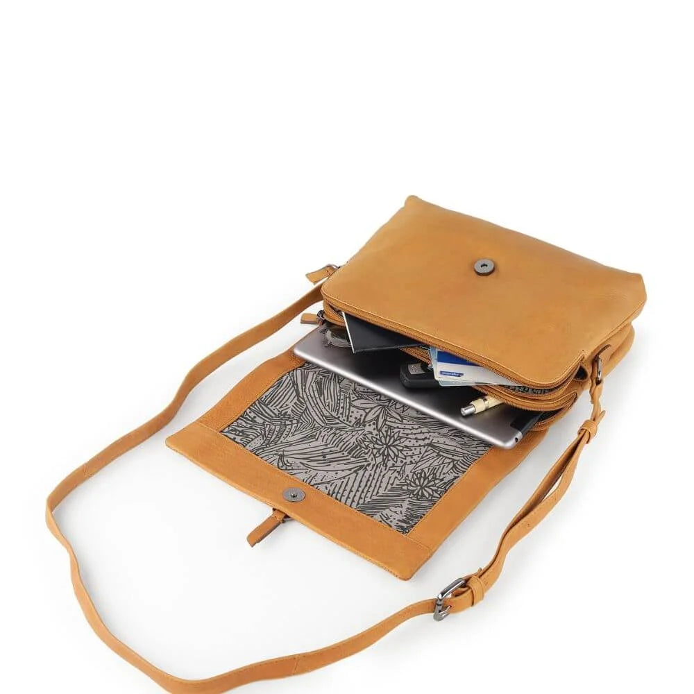 Cognac Leather Crossbody Bag with buckle Hudson 5650 (5)