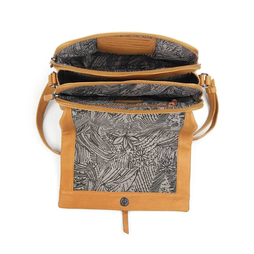 Cognac Leather Crossbody Bag with buckle Hudson 5650 (6)