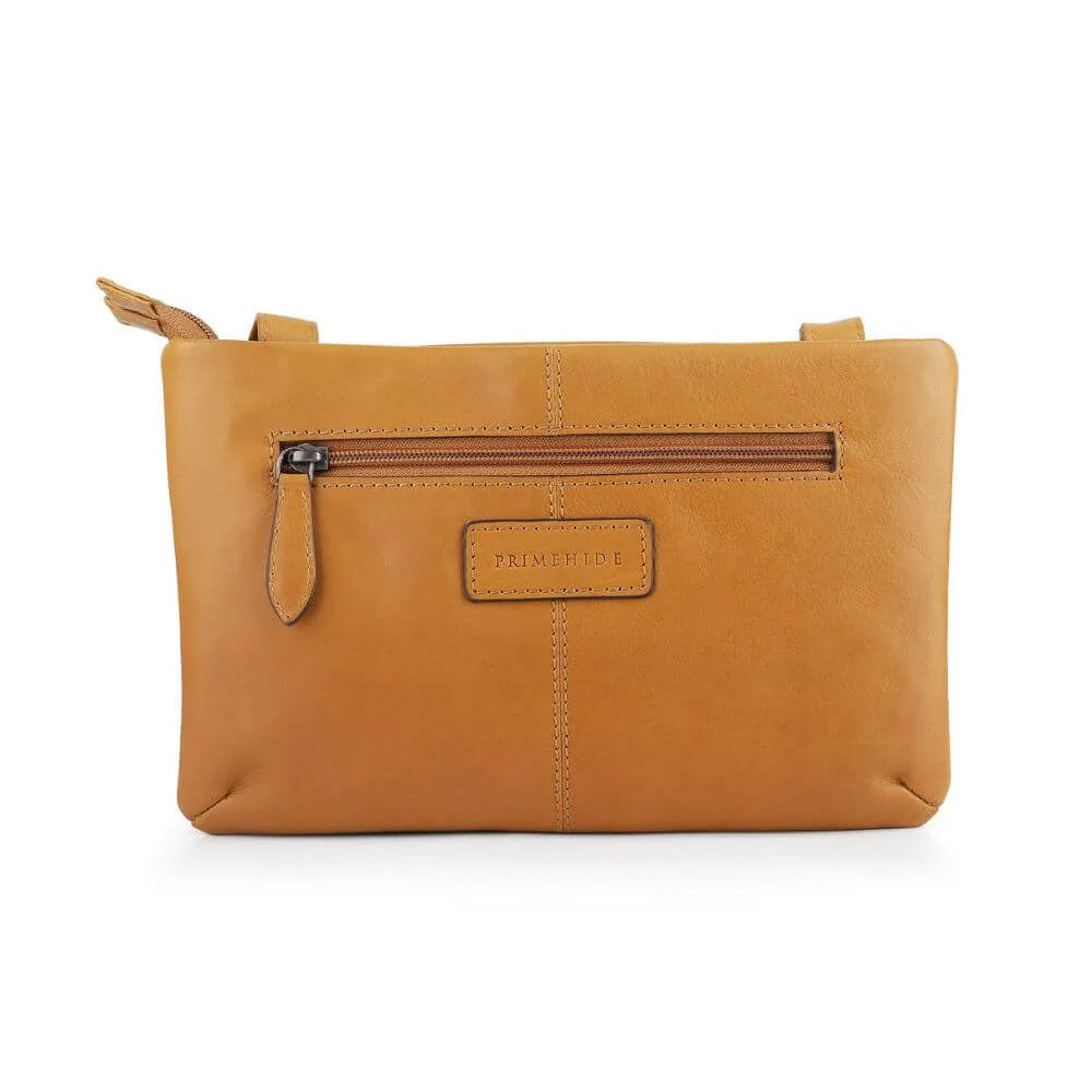 Cognac Waxy Leather Double Zipper Handbag Chester 3311 (5)