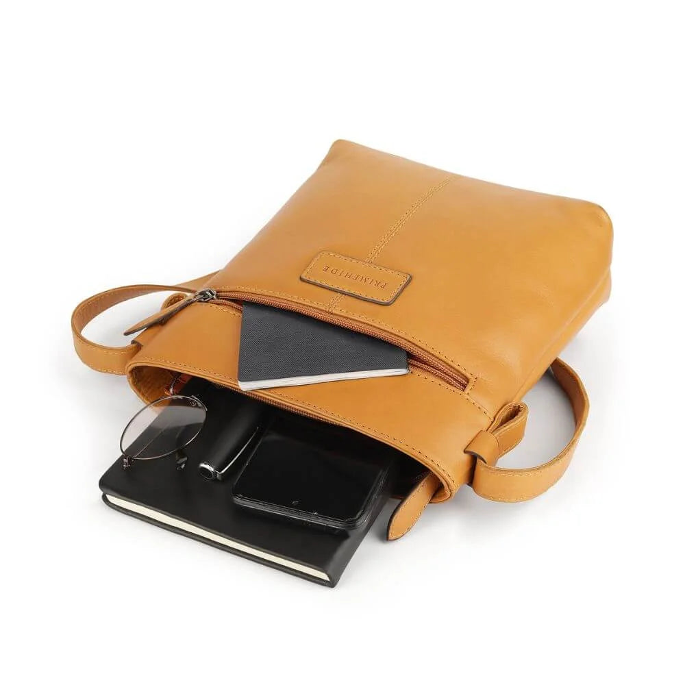 Cognac Waxy Leather Crossbody Handbag Chester 3312 (5)