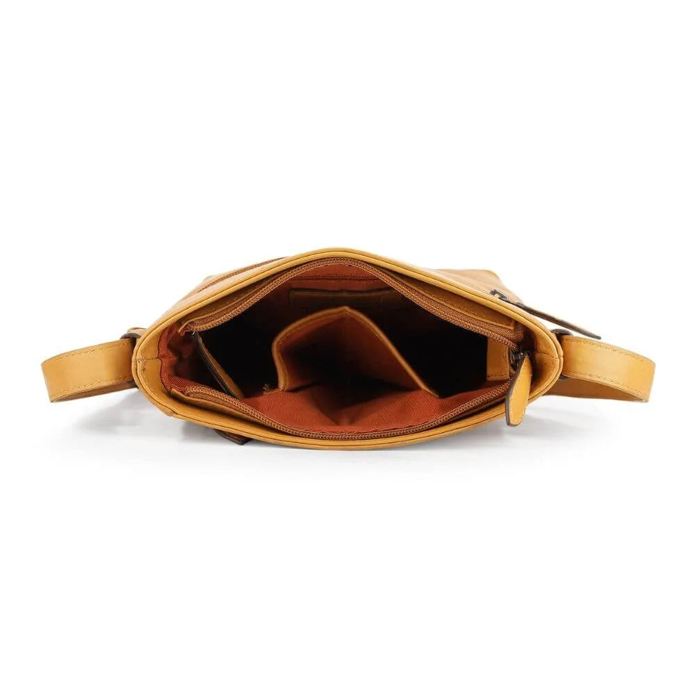 Cognac Waxy Leather Crossbody Handbag Chester 3312 (6)