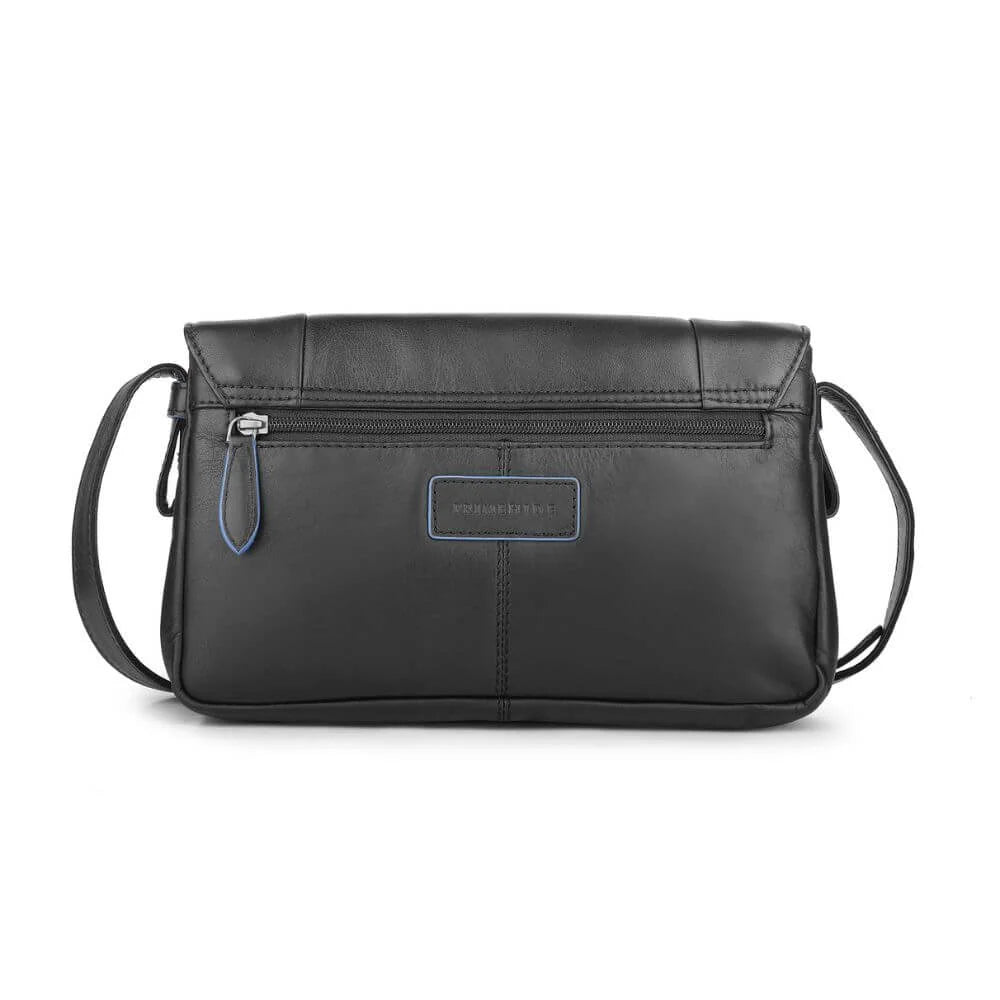 Black Waxy Leather Triple Zipper Handbag Chester 3313 (5)