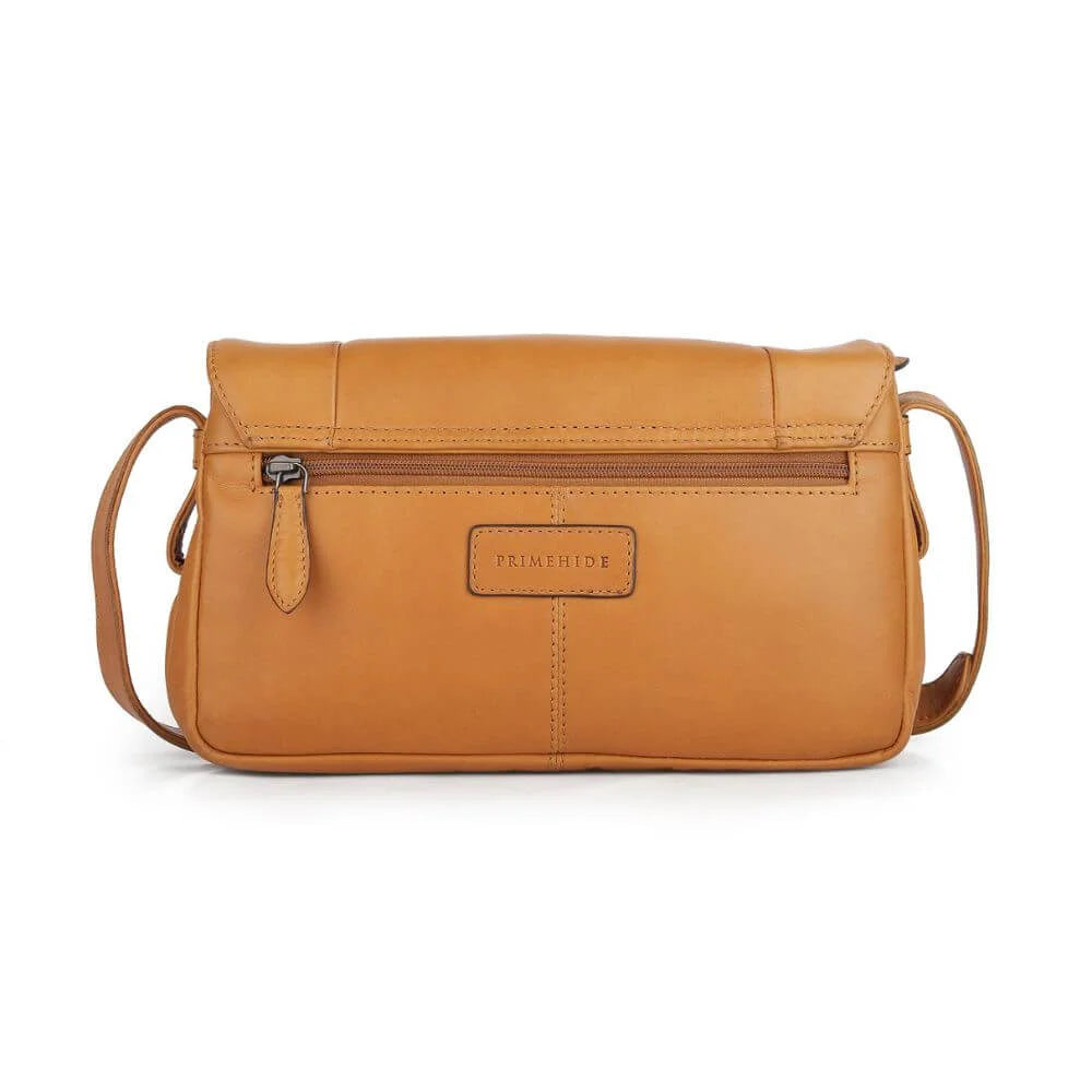 Cognac Waxy Leather Triple Zipper Handbag Chester 3313 (3)