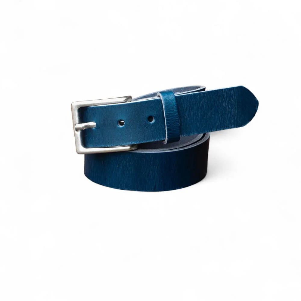 Blue Full Grain Leather Belt 35mm 02