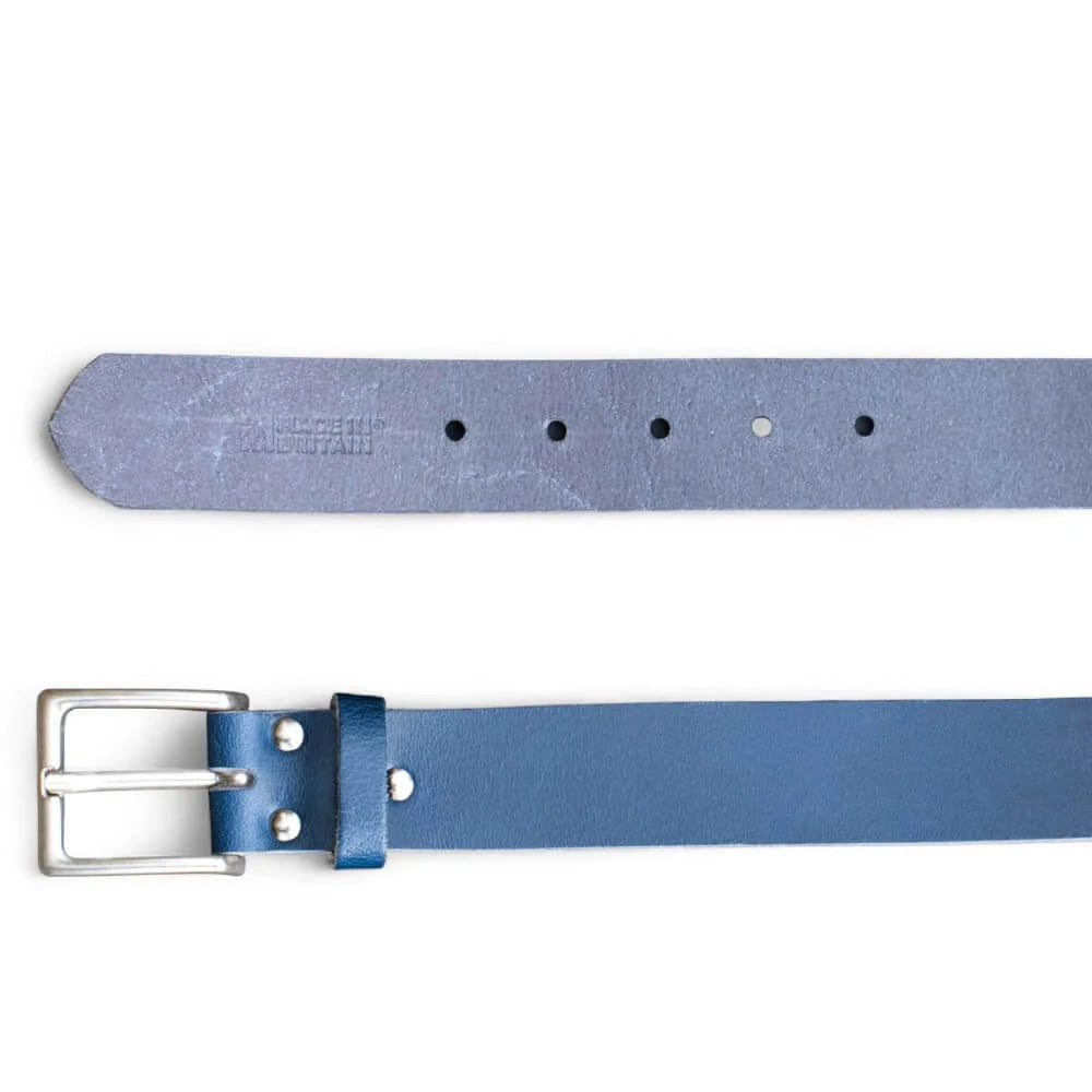 Blue Full Grain Leather Belt 35mm 03