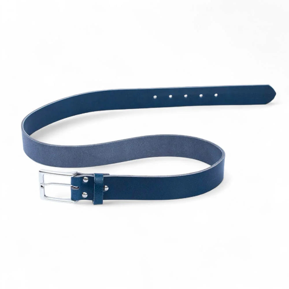 Blue Full Grain Leather Belt 35mm 04