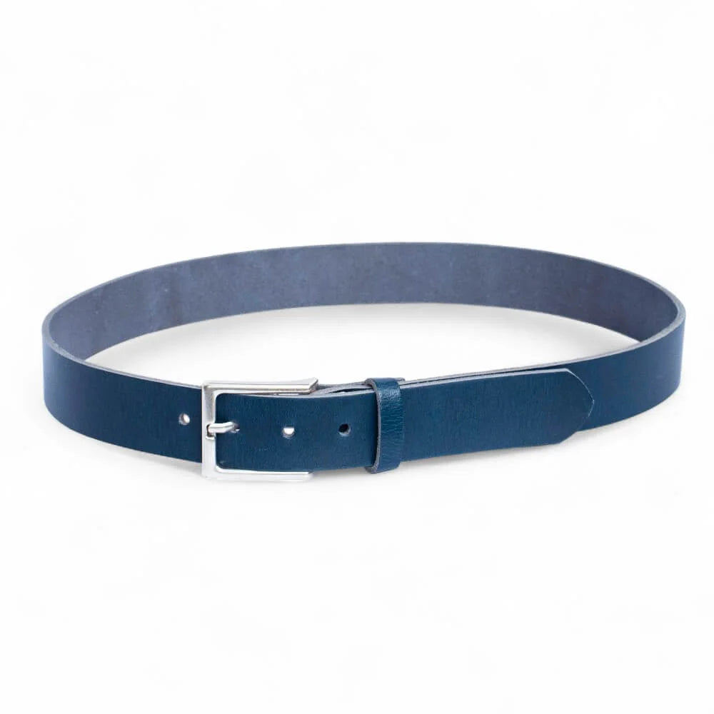 Blue Full Grain Leather Belt 35mm 05