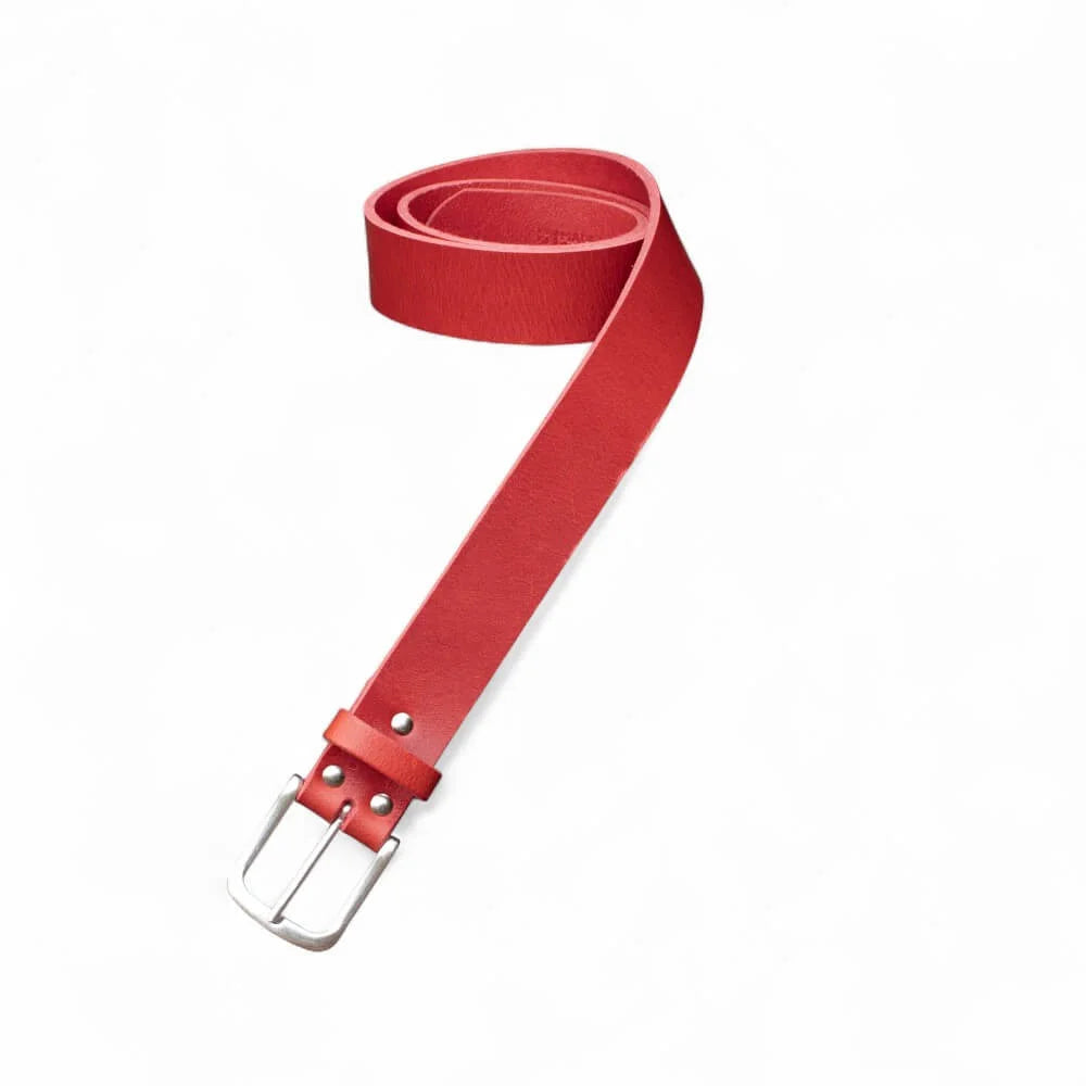 Red Full Grain Leather Belt 35mm 03