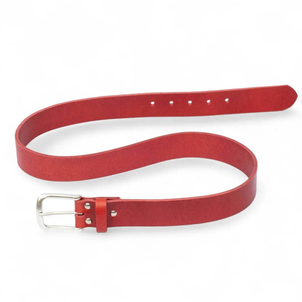 Red Full Grain Leather Belt 35mm 04