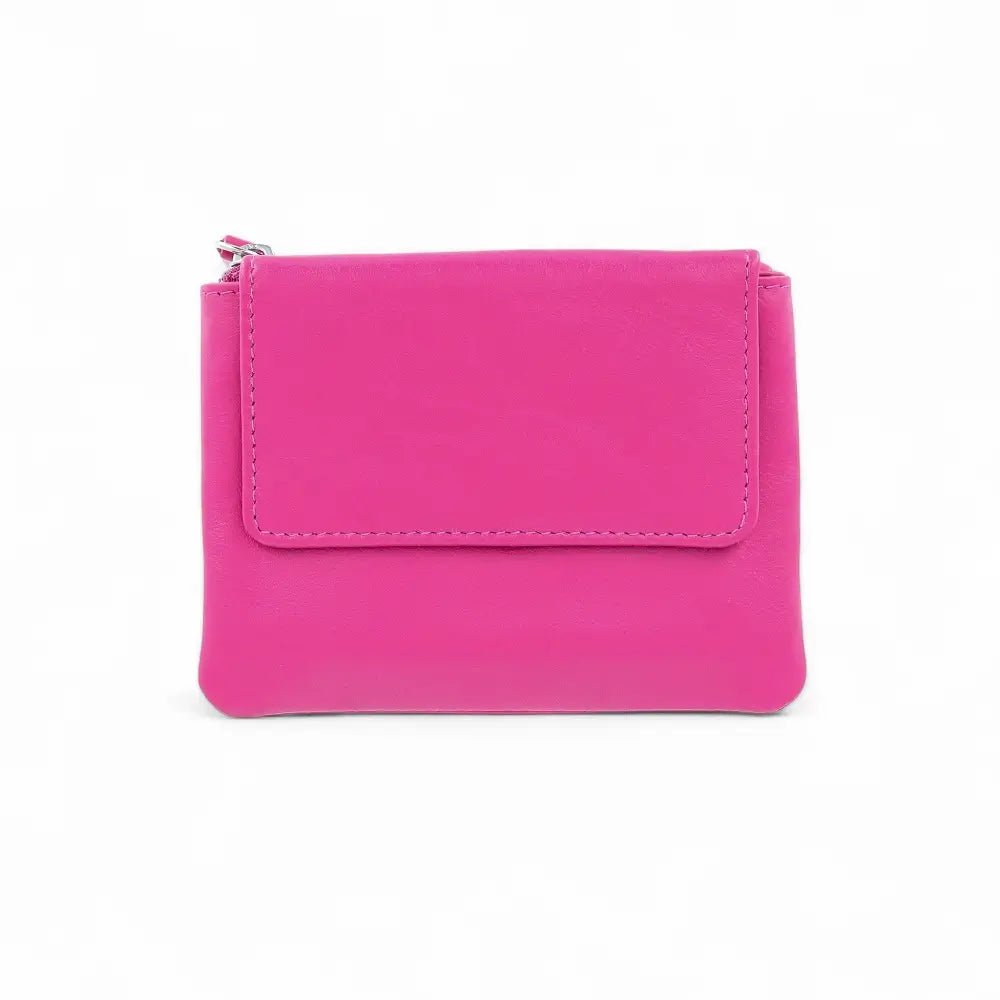 Berry color soft leather coin purse with flap opening and zip top – Coin Purse Style 1760