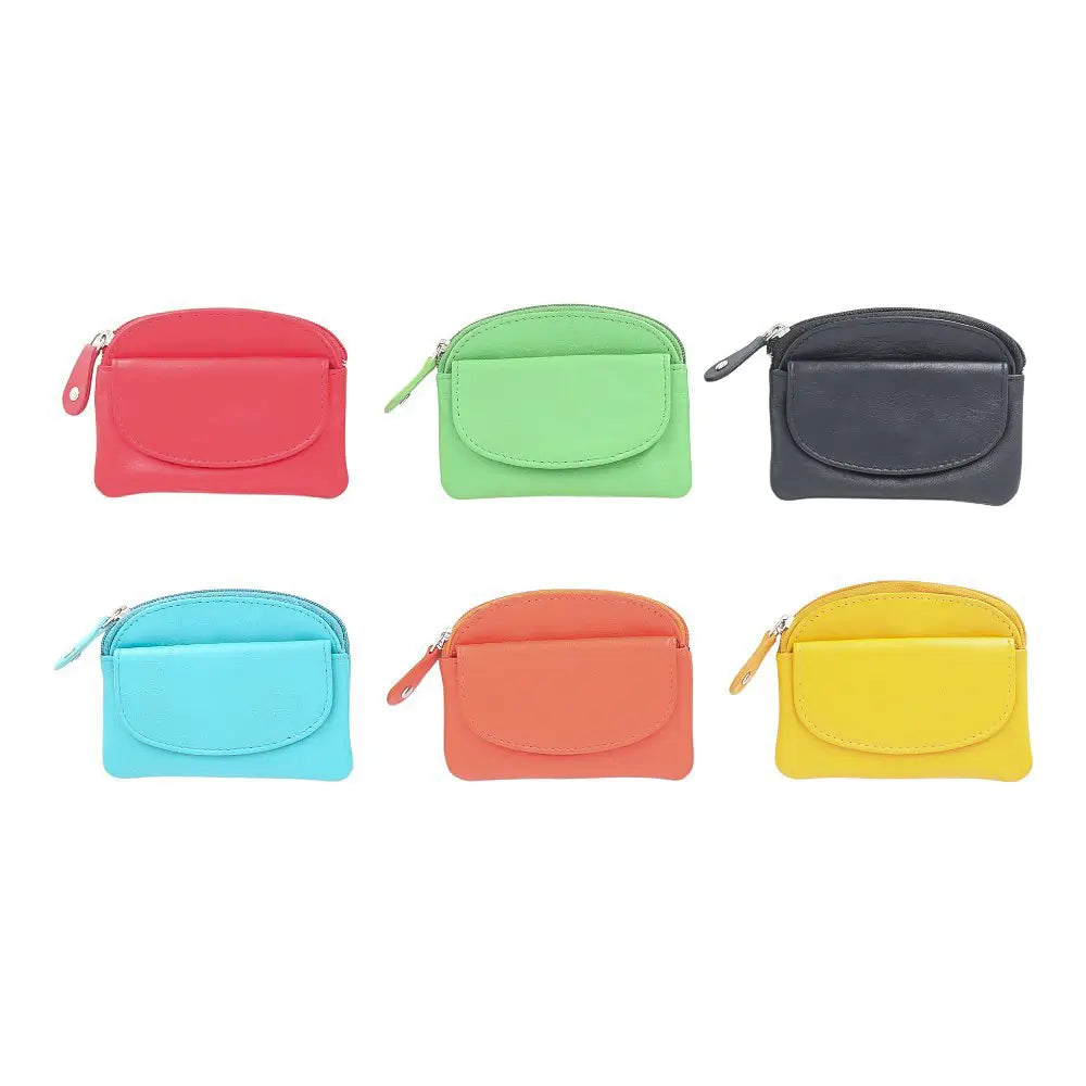 Front view of Coin Purse Style 1761 in multiple colors – black, green, orange, red, turquoise, and yellow