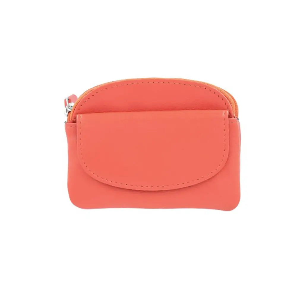 Front view of Coin Purse Style 1761 in orange with front flap and top zipper