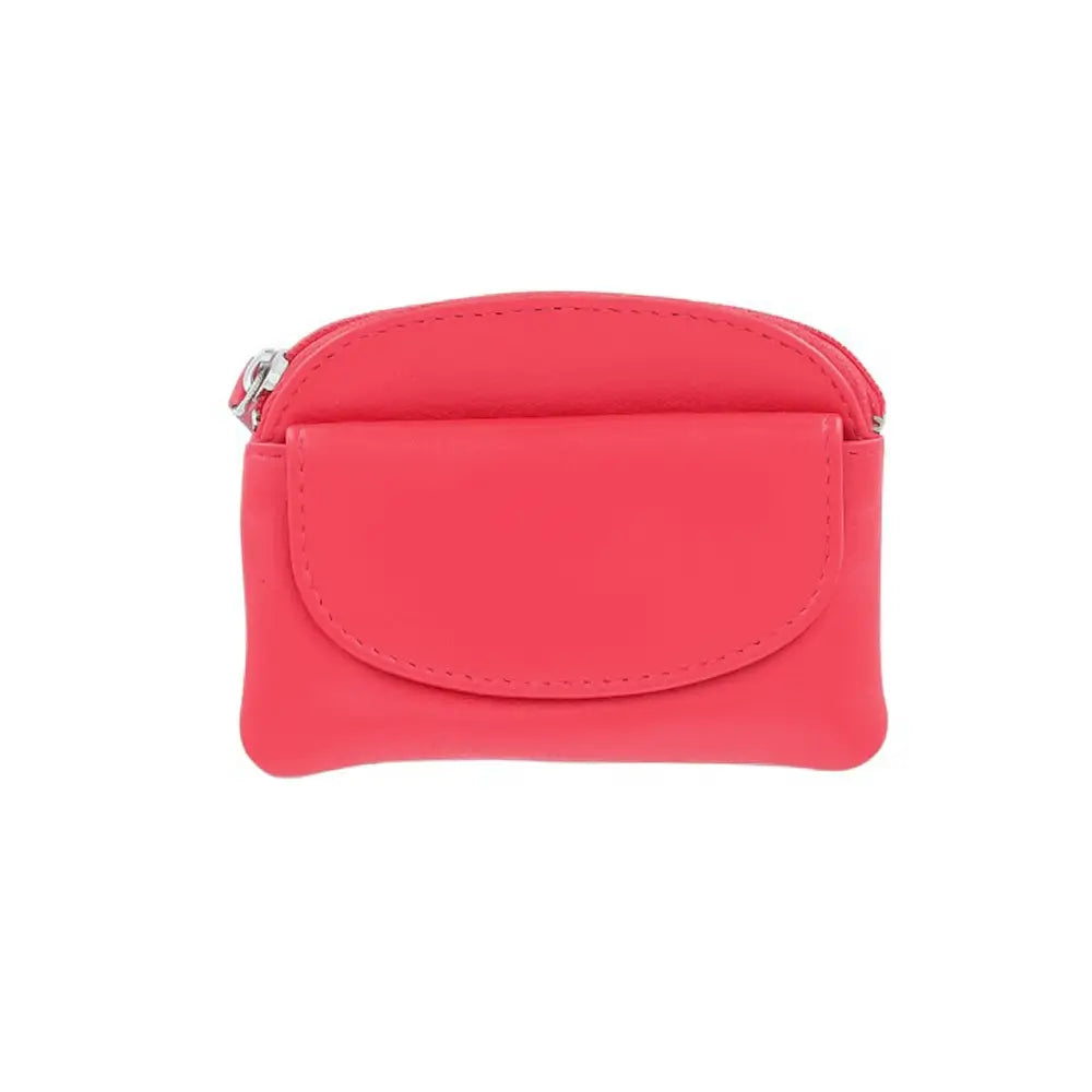 Front view of Coin Purse Style 1761 in red with front flap and top zipper