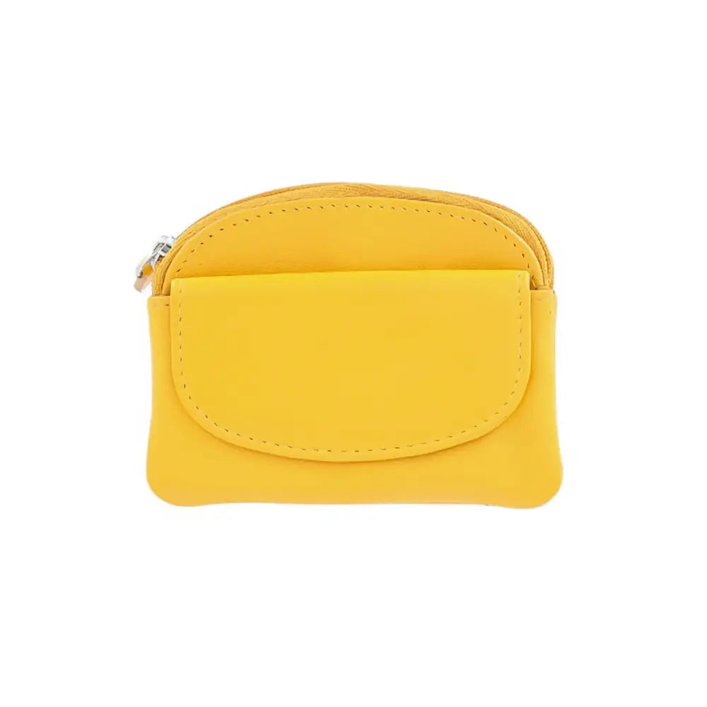 Front view of Coin Purse Style 1761 in yellow with front flap and top zipper