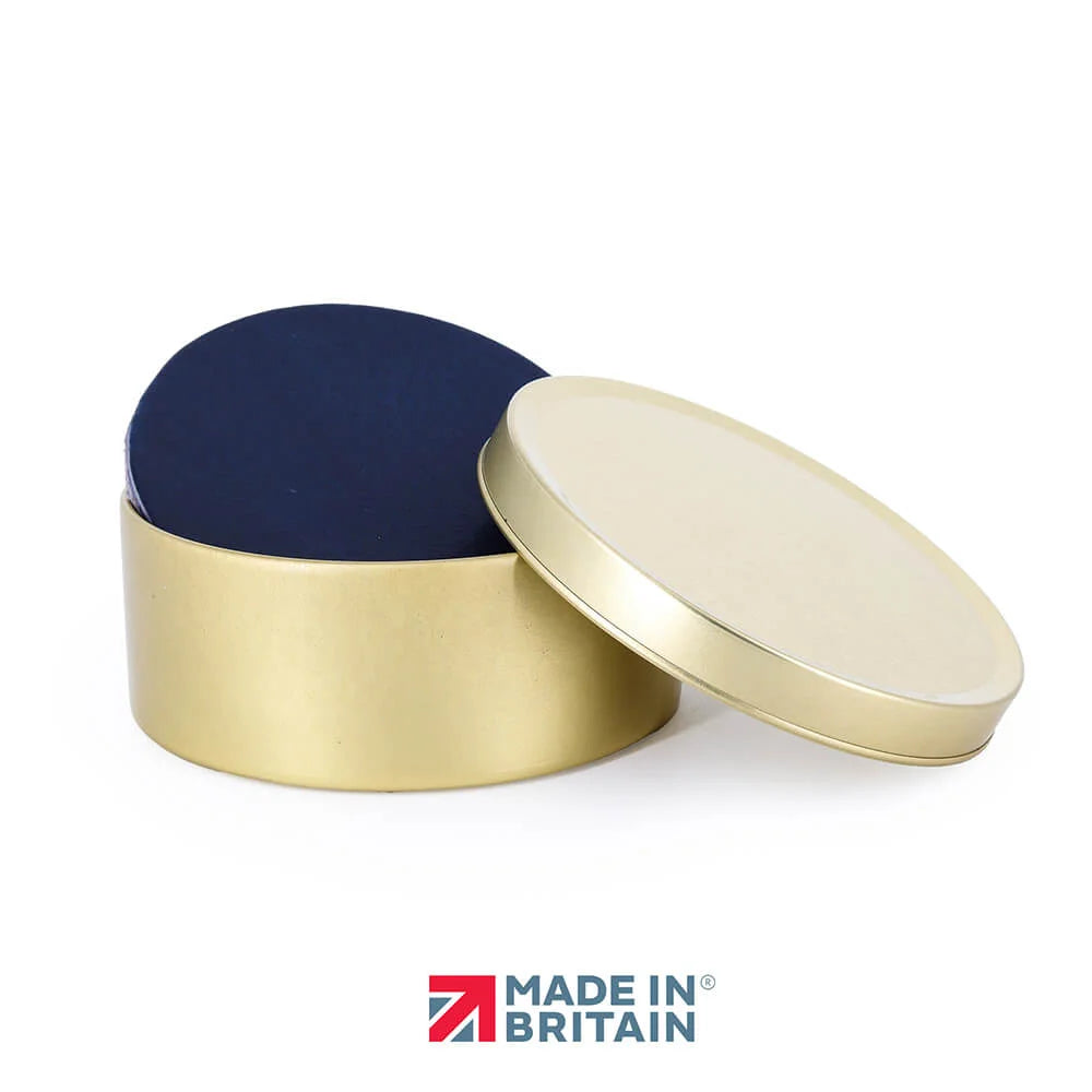 Leather Coasters Set Handmade in Britain Blue plain in tin