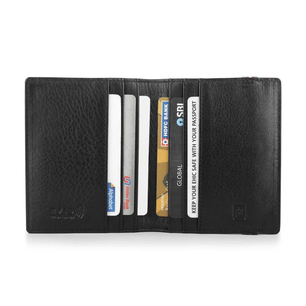 Black Leather Bifold Card Wallet Hudson 4811 (2)