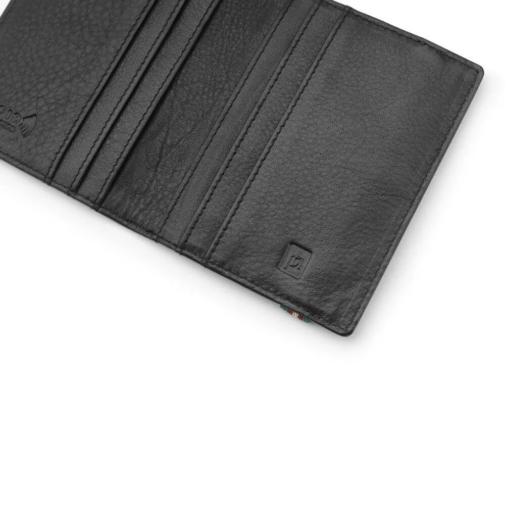Black Leather Bifold Card Wallet Hudson 4811 (6)